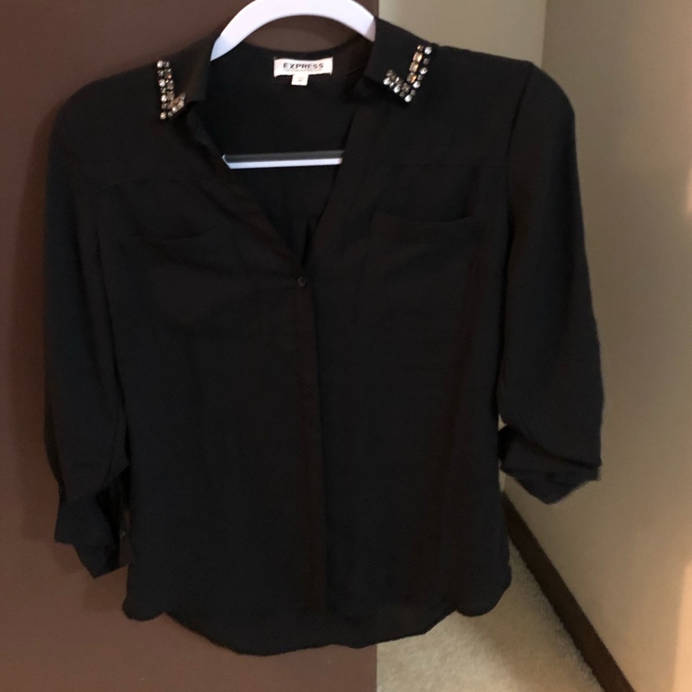 Classic black blouse button down